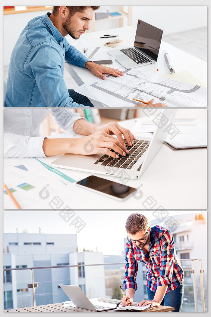 在办公桌工作的男人