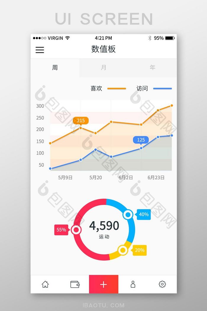 白色简约运动app运动量信息展示ui界面