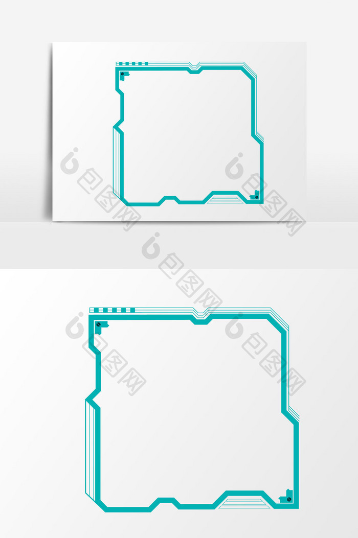 蓝色方形科技边框元素