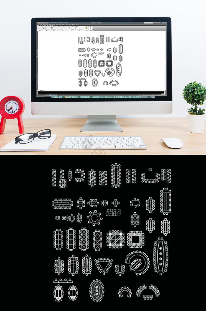 CAD常用会议桌模型图片