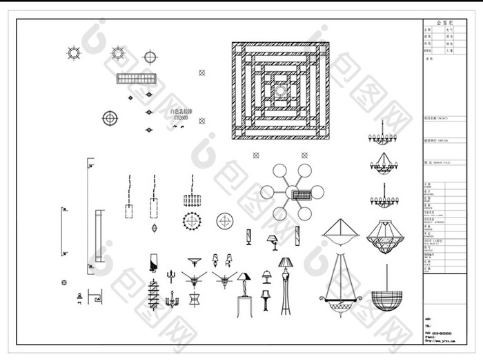 室内常用灯具模型CAD图库