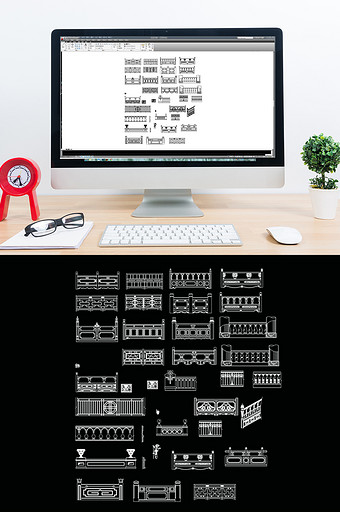 常用栏杆扶手CAD模型图库图片