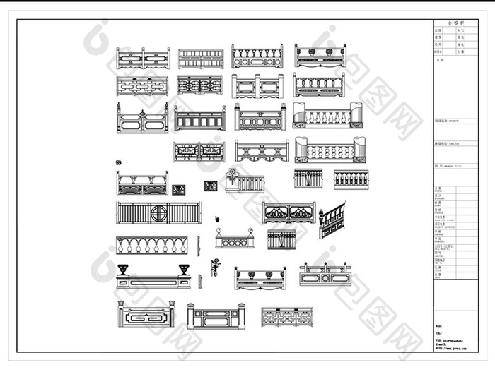 常用栏杆扶手CAD模型图库