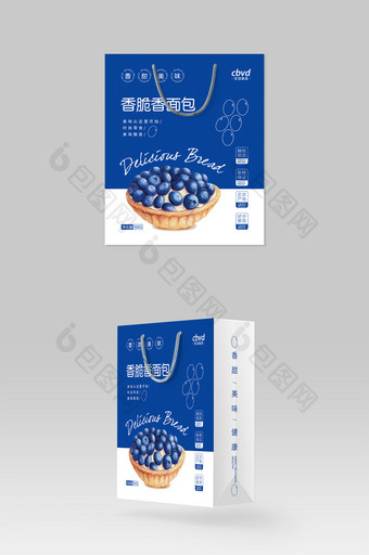 简约清新面包食品手提袋包装设计图片