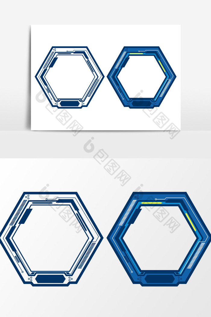 蓝色科技风边框元素