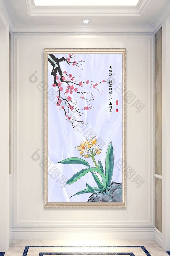 花鸟玄关玉兰装饰画水墨玉兰图片