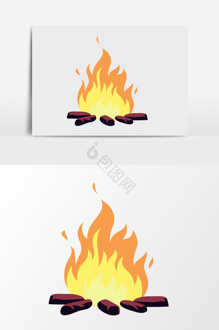 熊熊燃烧的火插画图片