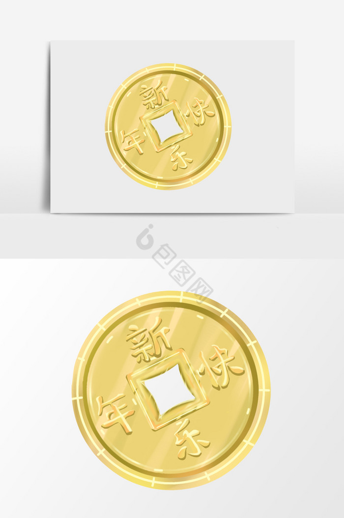 新年的金币插画图片