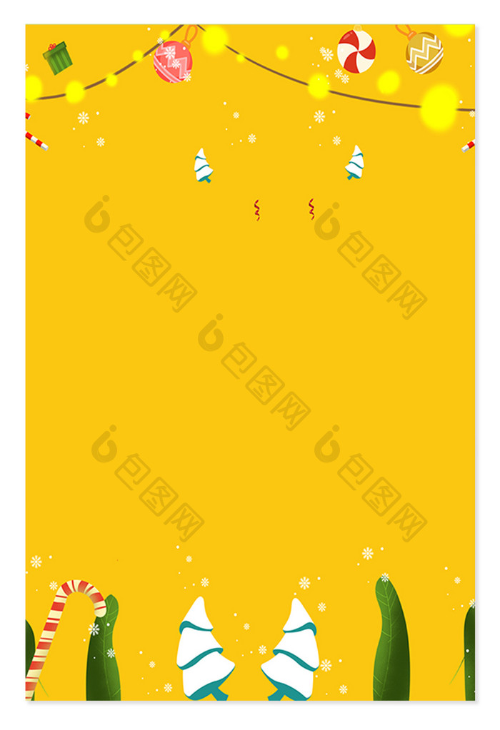 黄色明亮手绘简约圣诞节背景素材