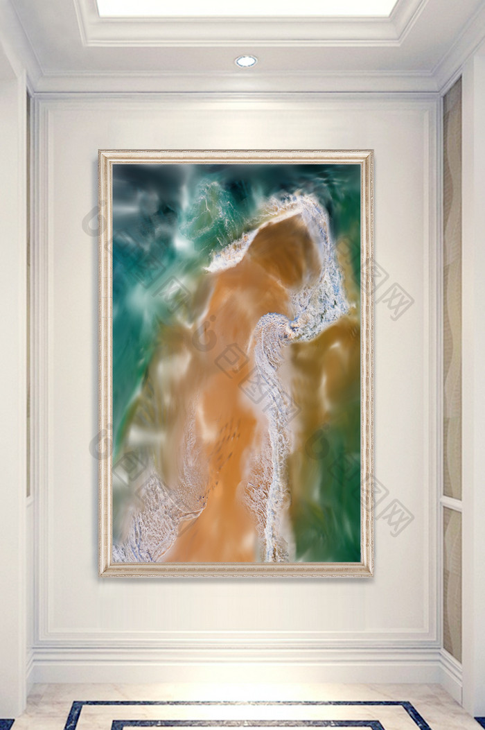 现代抽象海浪油画玄关装饰画