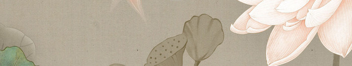 中式工笔荷花画卷背景墙