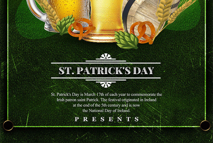 Green Beer Gold Coin Label Clover St Patrick‘s Day Festival Celebration Poster