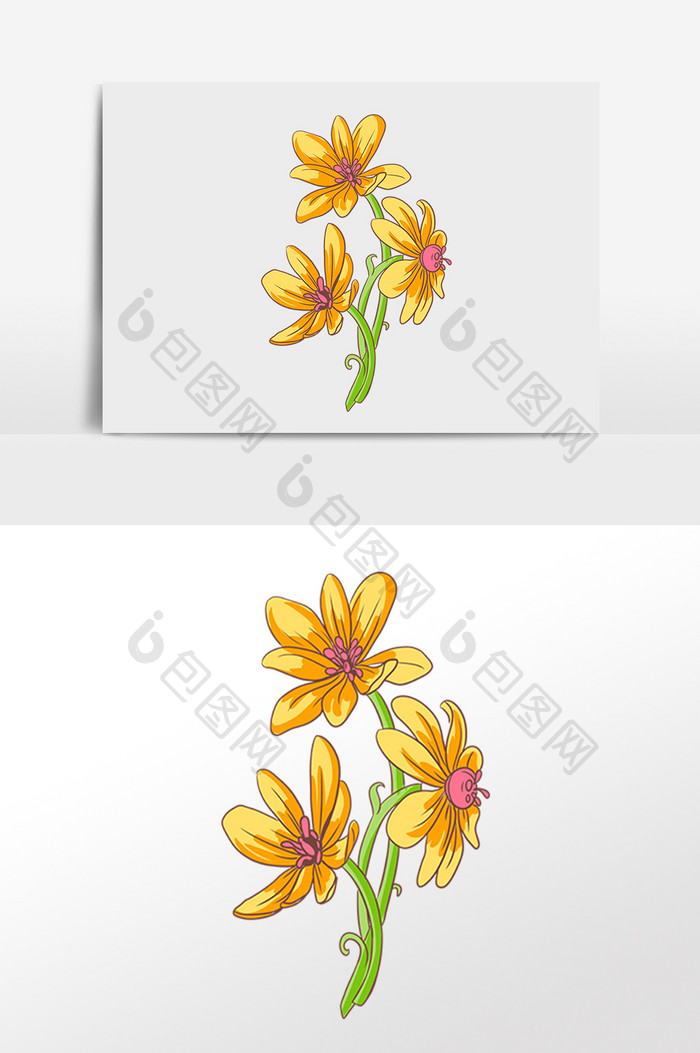 卡通黄色花朵花束素材