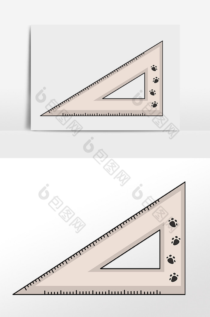 手绘学习三角尺素材