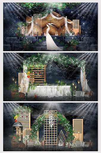 清新梦幻绿色森系婚礼效果图图片