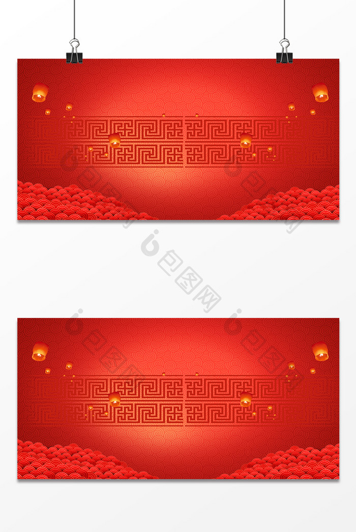 中国红新年元旦海报背景图