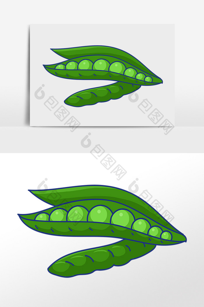 手绘绿色豌豆荚素材