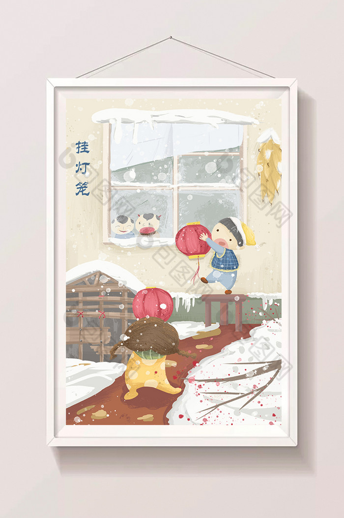 春节挂灯笼插画图片图片