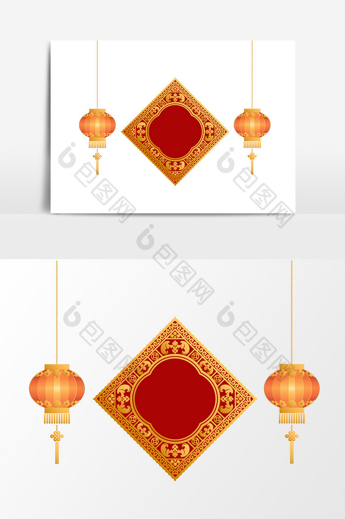 中国风灯笼挂饰新年元素设计