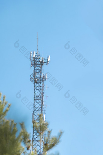夏日森林中的通讯信号基站