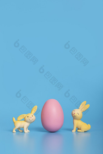兔子彩蛋复活节蓝色素材