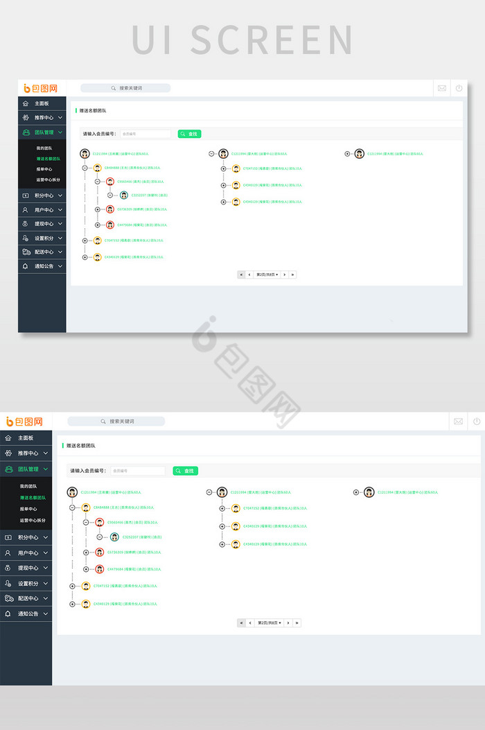 PC端网站后台团队管理网页界面图片