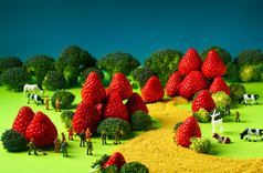红色草莓微观创意摄影图