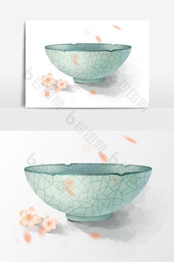 中国风雅致青瓷碗故宫元素图片