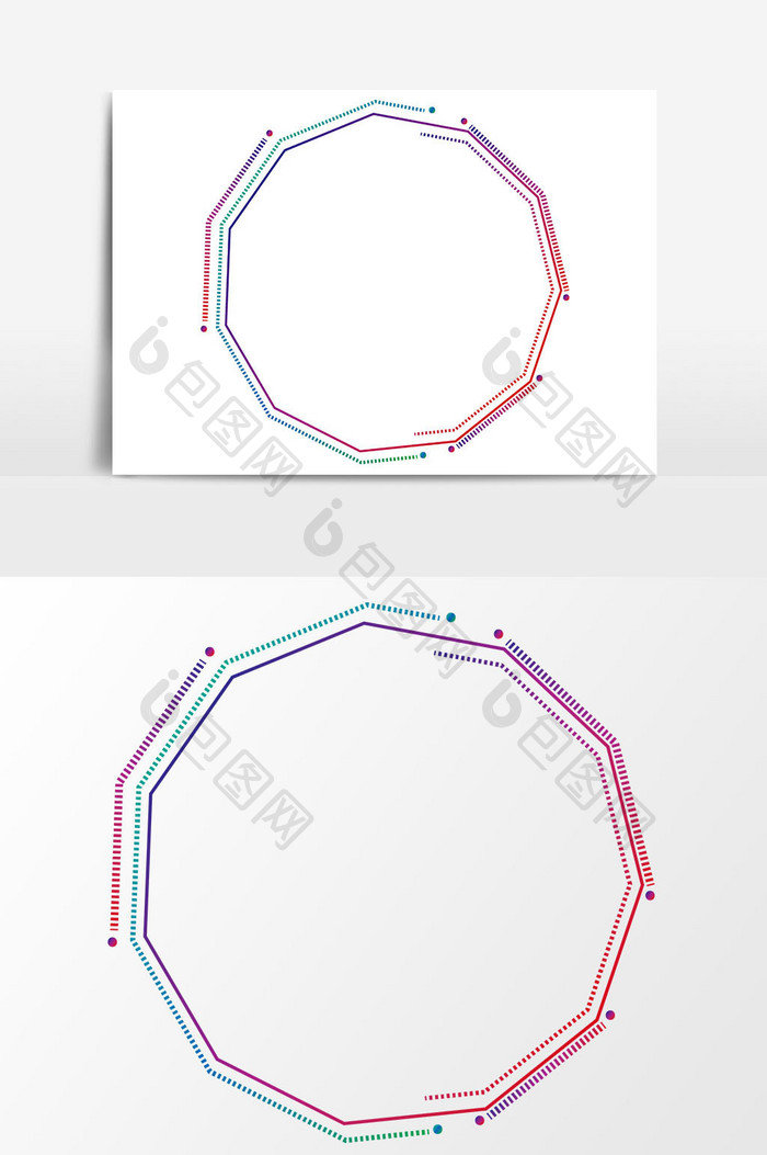 科技彩色线条几何ai矢量边框