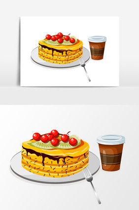 卡通蛋糕咖啡设计元素