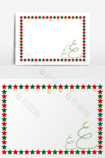 圣诞节星星圣诞树ai矢量边框图片