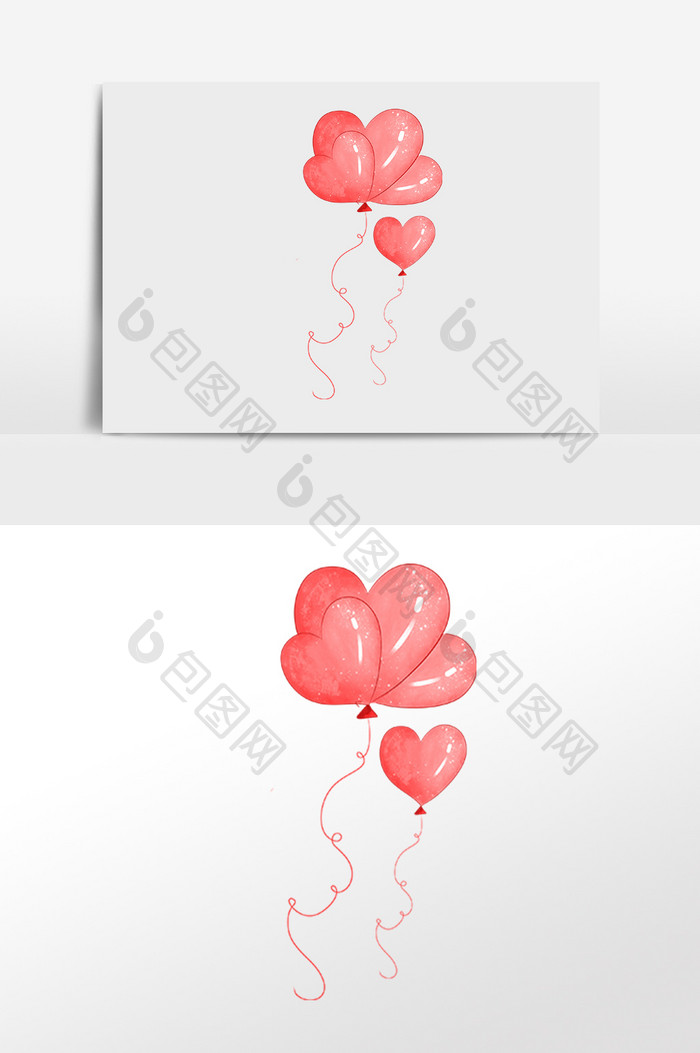 手绘情人节心形气球素材