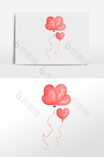 手绘情人节心形气球素材图片
