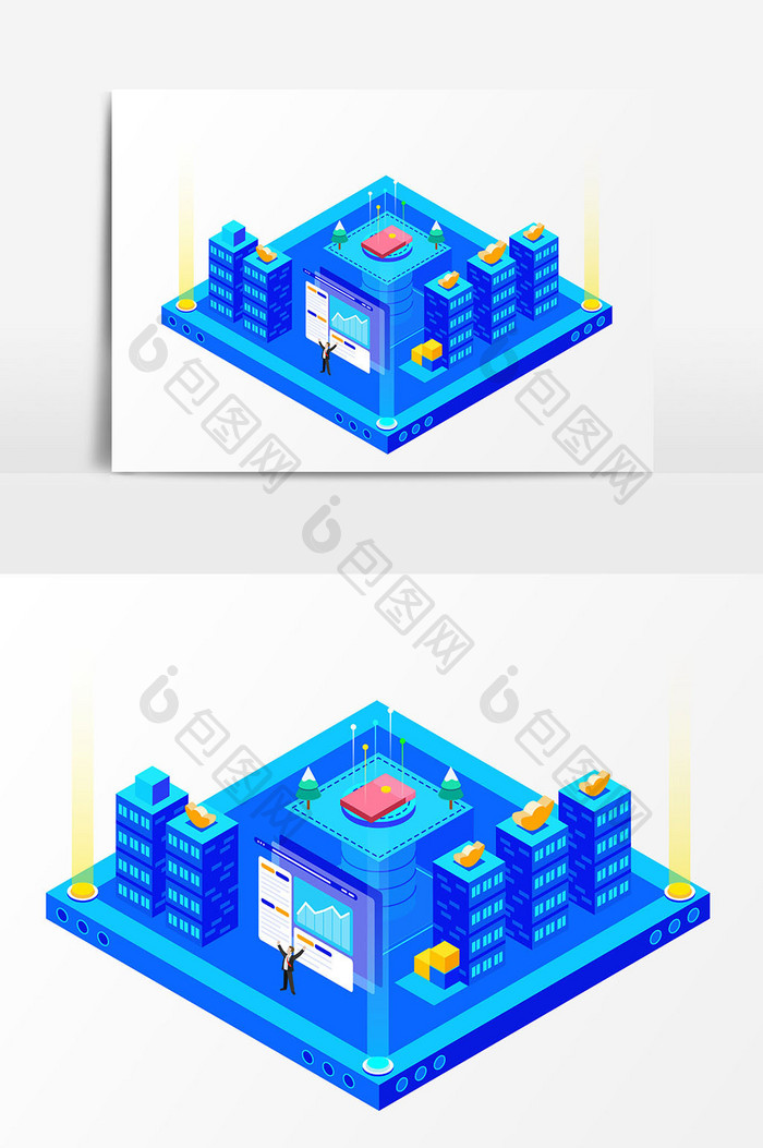 2.5D立体房子建筑元素设计