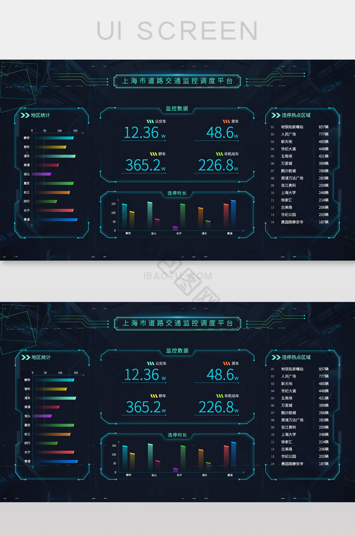 炫酷深色大屏数据可视化道路交通监控平台图片图片