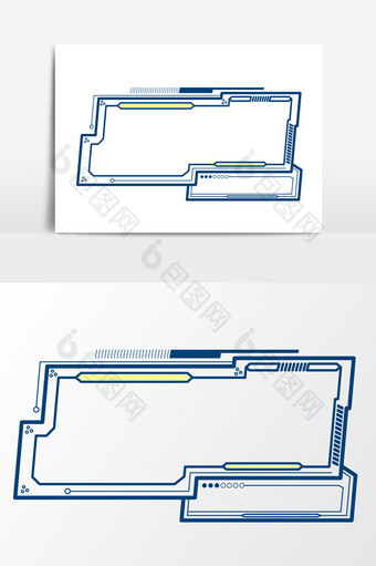 蓝色科技长条形边框元素图片