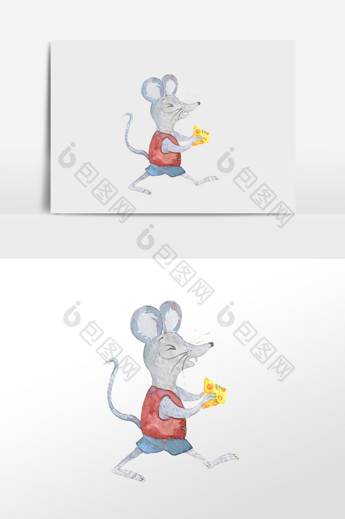 逃跑的小老鼠插画元素