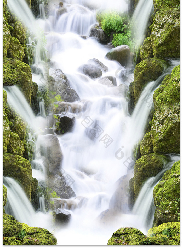 3d立体瀑布山水河流地板画