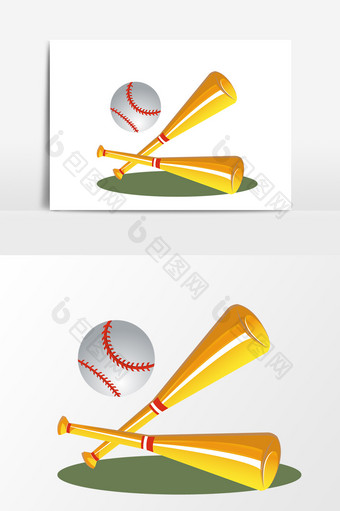 卡通手绘棒球元素图片