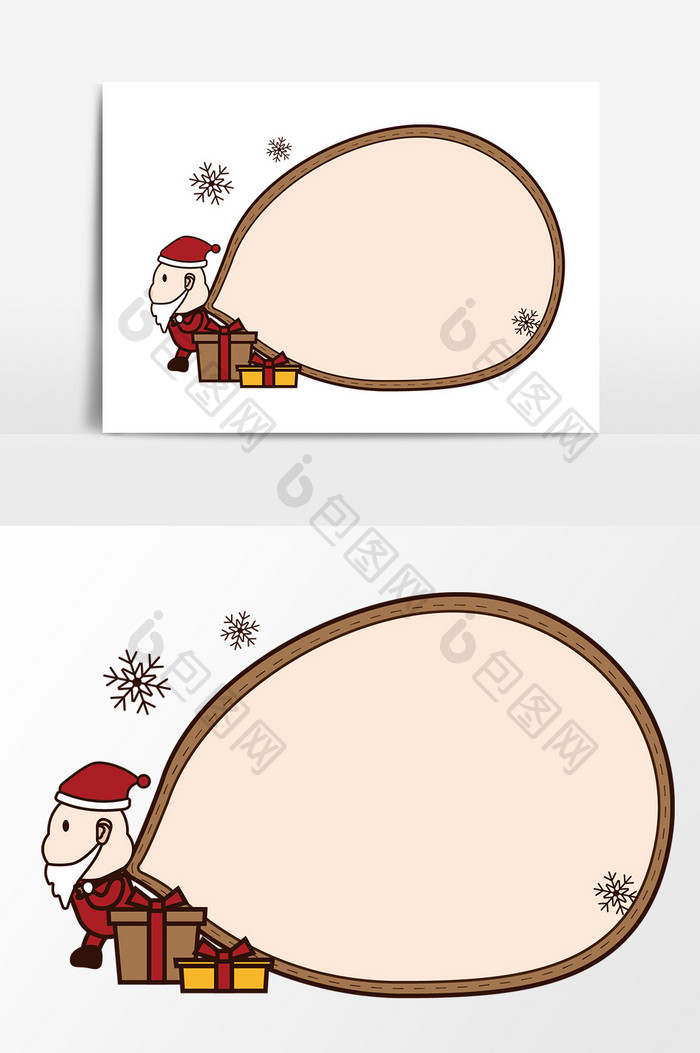 卡通圣诞老人拖礼物袋元素