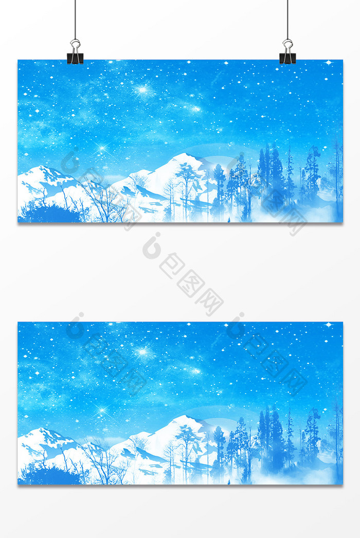 冬季雪山树林背景设计
