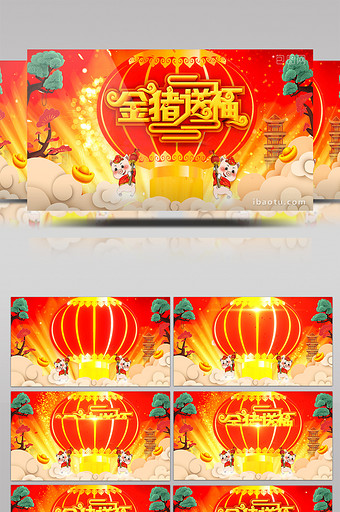 2019中国新年猪年送福AE模板图片
