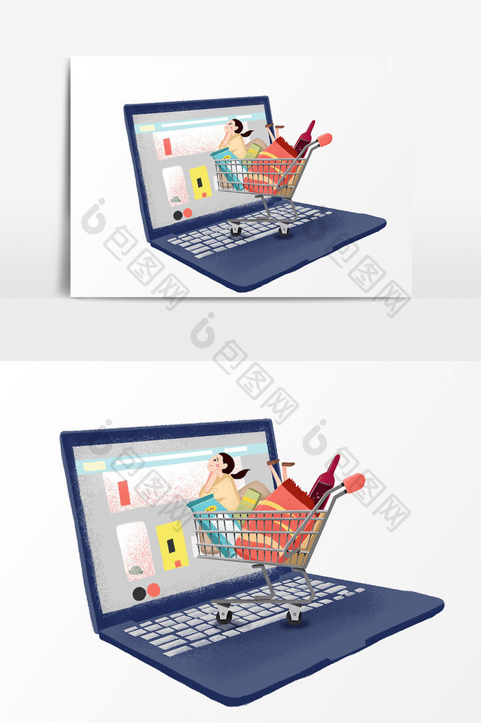 电脑网上购物元素设计