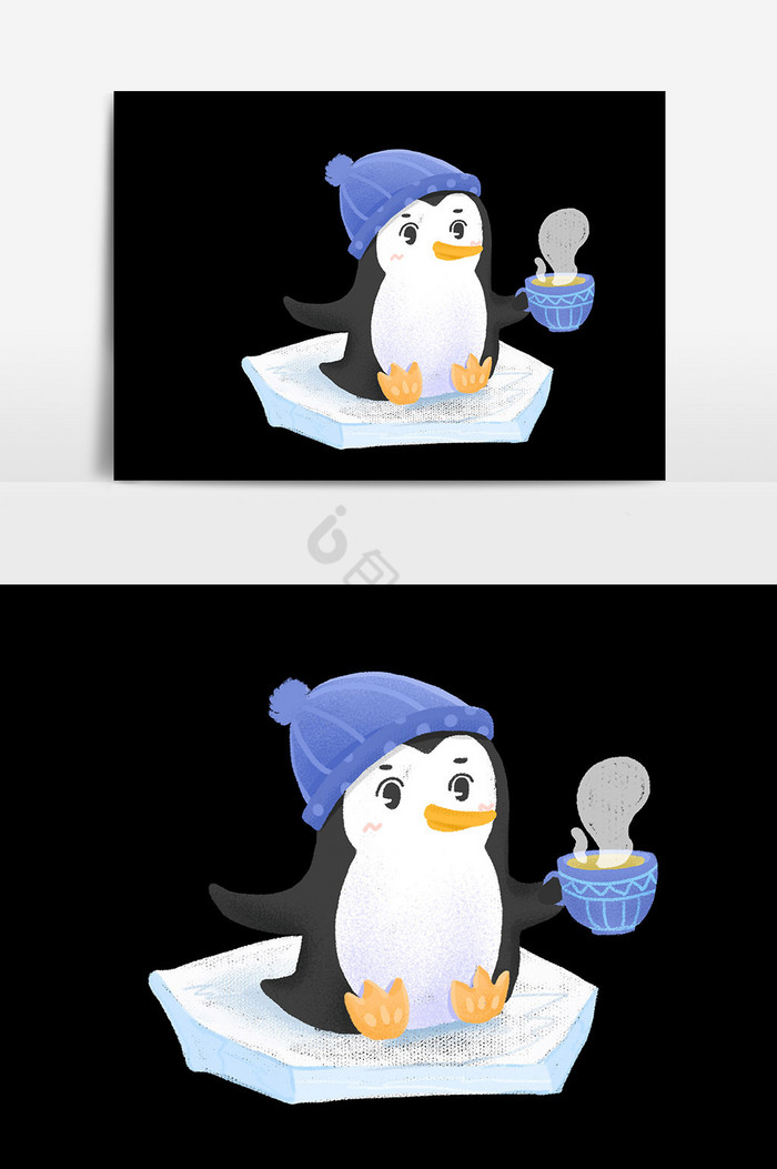 小企鹅喝茶图片