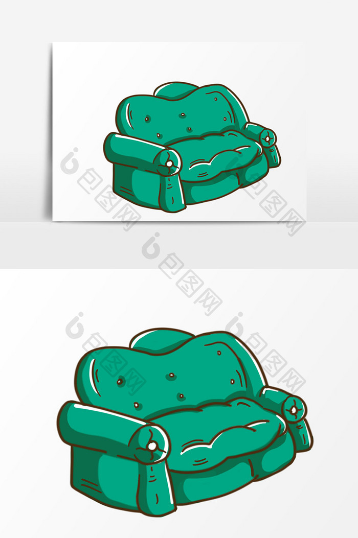 卡通绿色沙发元素设计