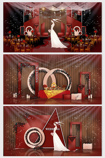 现代简约喜庆红色婚礼效果图图片