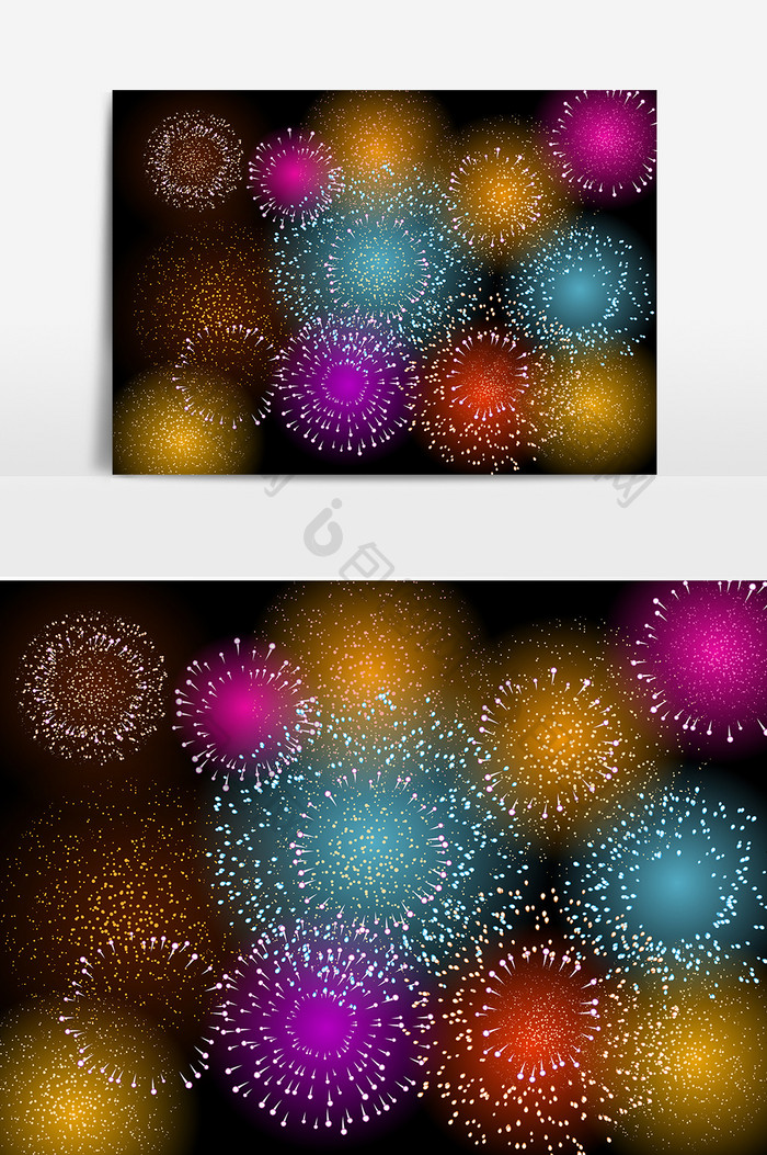 卡通彩色烟花绽放元素设计
