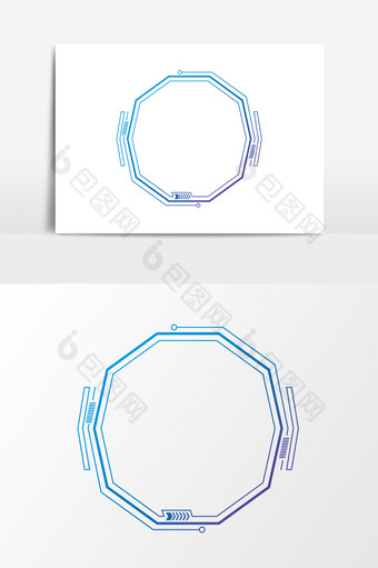 蓝色科技现代边框元素图片