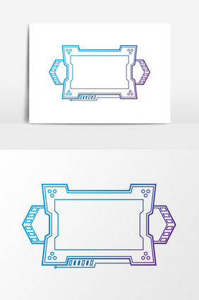 蓝色科技显示器边框元素