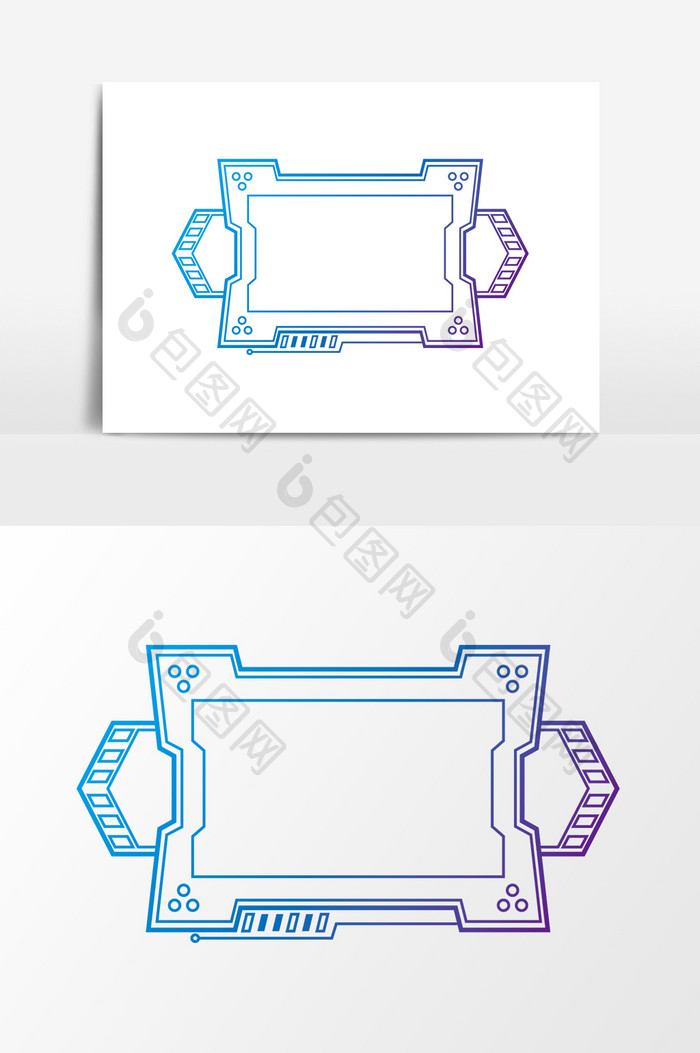 蓝色科技显示器边框元素